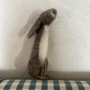 Brown felt hare with droopy ears